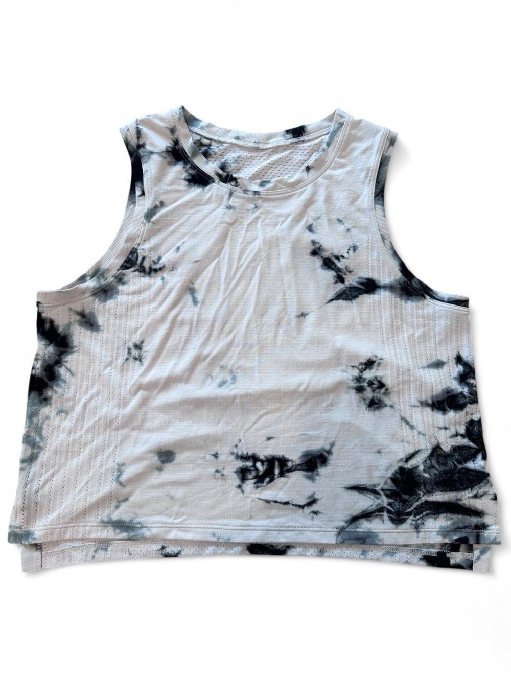Lululemon Women's White & Black Tie-Dye Sleeveless Tank Top - Medium